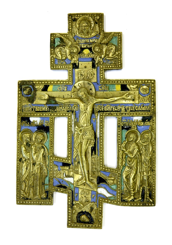 Крест киотный "Распятие Христово с предстоящими", ХIХ в., Русский Север, Поморье