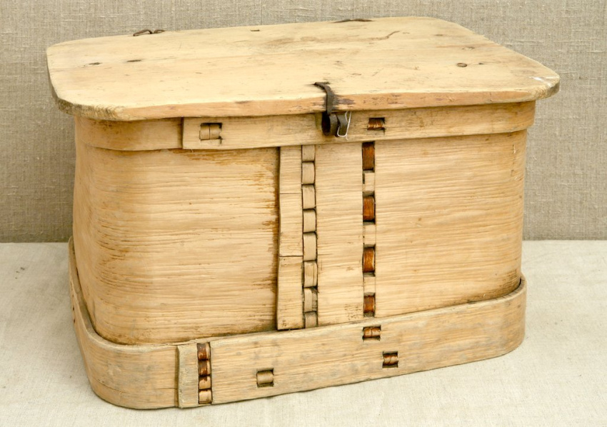 Короб лубяной с крышкой, Начало ХХ в., Олонецкая губерния, Каргопольский уезд
