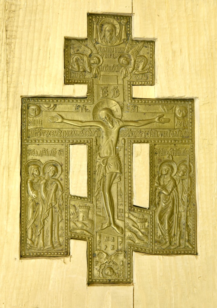 Крест киотный "Распятие Христово с предстоящими", ХIХ в., Русский Север, Поморье